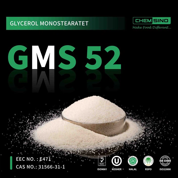 Glycerol Monostearate GMS 52 Powder For Chocolate Manufactory CAS No.31566-31-1