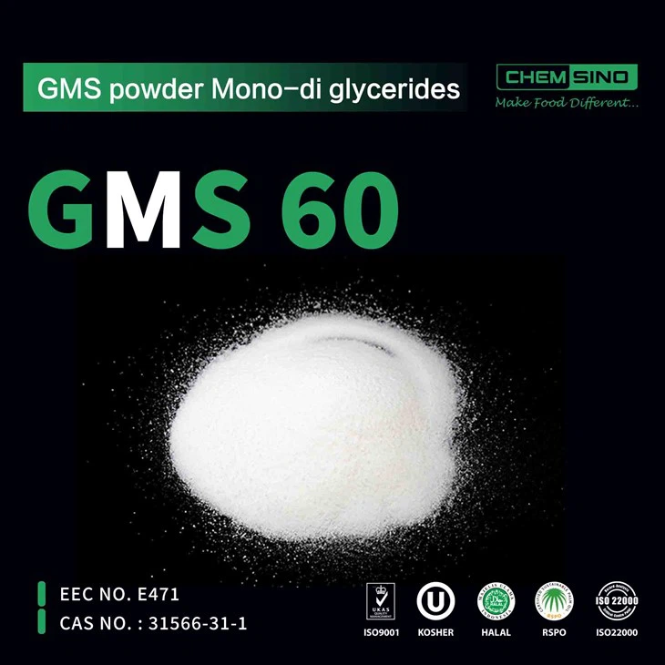 Порошок GMS 60 Порошок глицерилмоностеарата 60 для сыра CAS № 31566-31-1