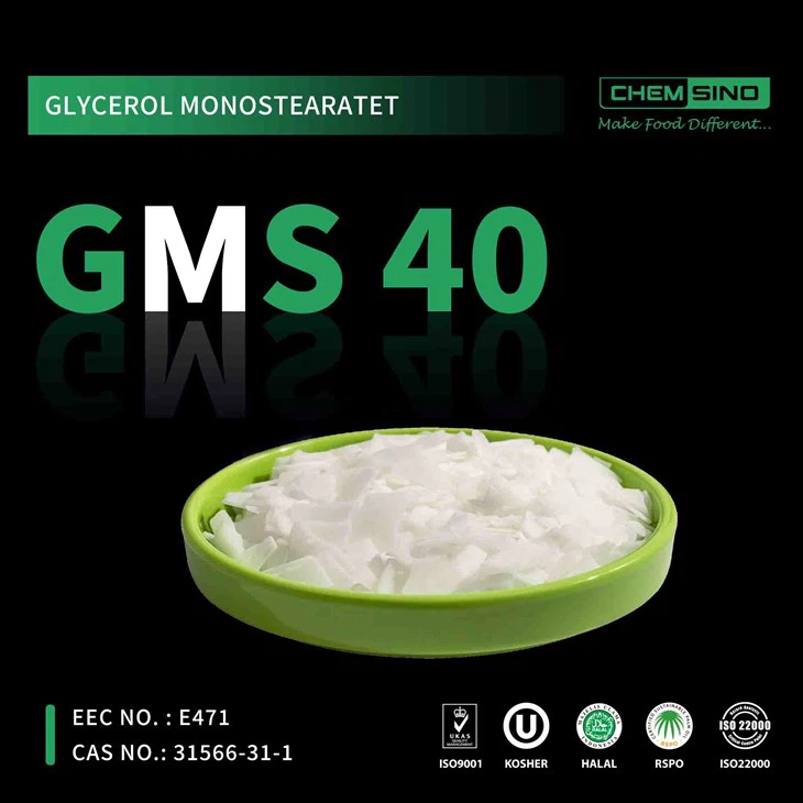 Горячая продажа моностеарат глицерина 40 GMS 40 Flake № CAS 31566-31-1